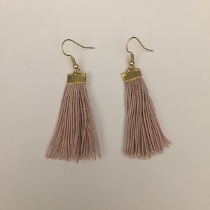Dusty Mauve with Gold Tassel Earrings